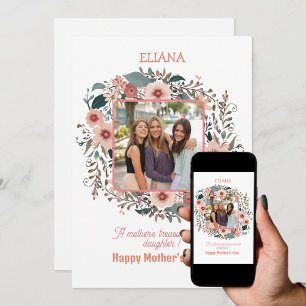 Mooie Roze Bloemen Moeder Dochter Citaten Foto  Kaart