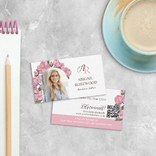 Mooie Roze Bloemen Monogram Romance Auteur Visitekaartje