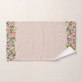 Mooie roze bloemen op licht zand beige bad handdoek (Handdoek)