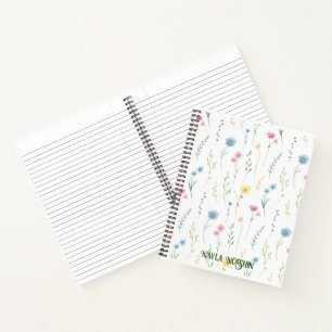 Mooie Roze Bloemen  Persoonlijk Initialen Monogram Notitieboek