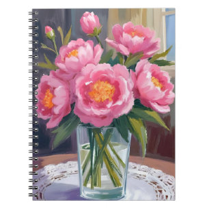 Mooie Roze Bloemenboeket   Pioen Bloemstuk Notitieboek