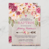 Mooie Roze Bloemendoop Uitnodiging (Voorkant / Achterkant)