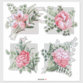 Mooie  roze bloemenkap | Zilver BG Sticker (Vel)