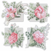 Mooie  roze bloemenkap | Zilver BG Sticker (Voorkant)
