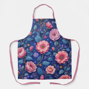Mooie roze bloemenprint schort