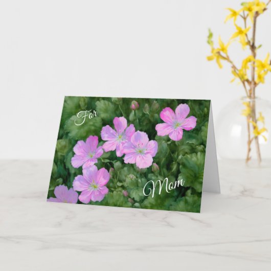 Mooie Roze Bloementuin Kunst Moederdag Kaart (Gele Bloem)