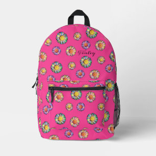 Mooie Roze Bloemige Boho Madeliefjes Patroon Met N Bedrukte Rugzak