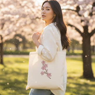 Mooie Roze Bloemige Tak Lente Bloesem Boodschappen Tote Bag