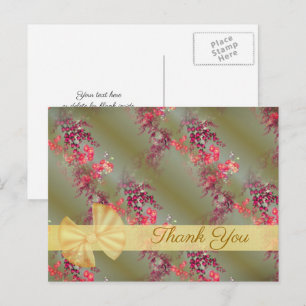 Mooie Roze Bloemmotief Bedankt Ansichtkaart Briefkaart