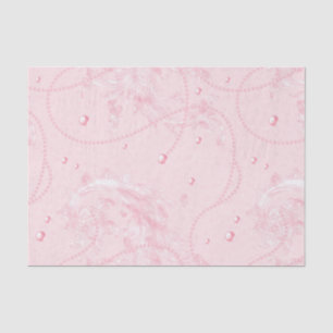 Mooie Roze Blos Elegante Parels Bruidsuitnodiging Tissuepapier