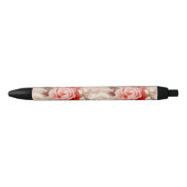 Mooie Roze Blush Cream Roze Bloem Zwarte Inkt Pen (Voorkant)
