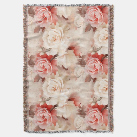 Mooie Roze Blush Crème Roos Bloem Deken (Voorkant Verticaal)