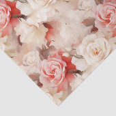 Mooie Roze Blush Crème Roze Bloemige Bruiloft Fees Tissuepapier (Detail)