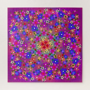 Mooie Roze Boho Bloemen Legpuzzel