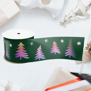 Mooie roze bomen groene Winter Kerstmis Lint