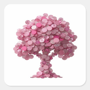 Mooie Roze BORSTKANKER BEWUSTZIJN BOOM Ambacht Vierkante Sticker