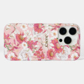 Mooie Roze Botanische Bloementuin Naam Custom Case-Mate iPhone Case (Achterkant (horizontaal))