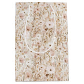 Mooie Roze Bruine Bloemrijke Bruiloft Medium Cadeauzakje (Voorkant)