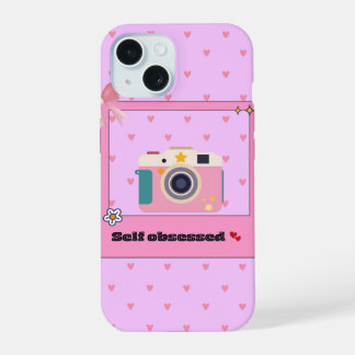Mooie Roze Camerahoesje voor Telefoon met Retro Ui iPhone 15 Hoesje