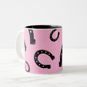 Mooie roze cowgirl hoefijzer patroon tweekleurige koffiemok