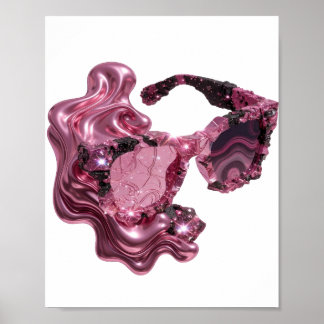 Mooie Roze CRYSTAL ZONNEBRIL Artistiek Motief Poster