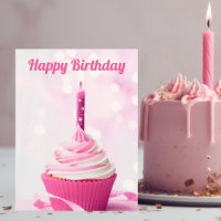 Mooie Roze Cupcake Foto Op Maat Verjaardagskaart