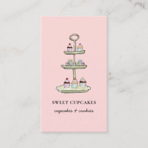 Mooie Roze Cupcake Macaroon Bakkerij Visitekaartje