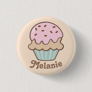 Mooie Roze Cupcake Met Glazuur Persoonlijk Ronde Button 3,2 Cm