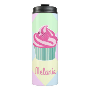 Mooie Roze Cupcake Pastelkleuren Persoonlijk  Thermosbeker