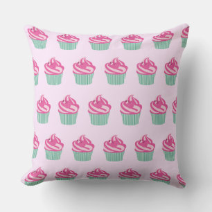 Mooie Roze Cupcakes Patroon Lichtroze Kussen