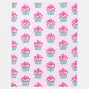Mooie Roze Cupcakes Patroon Pastel Roze Fleece Deken
