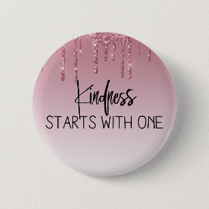 Mooie Roze Drip Glitter Inspirerend Ronde Button 5,7 Cm