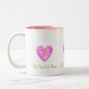 Mooie Roze Edelsteen Hart Tweekleurige Koffiemok