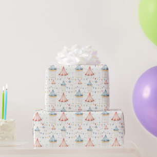 Mooie Roze en Blauwe Circus Tenten Baby Borrel Cadeaupapier