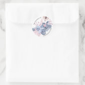 Mooie roze en blauwe kerstboomrand ronde sticker (Tas)