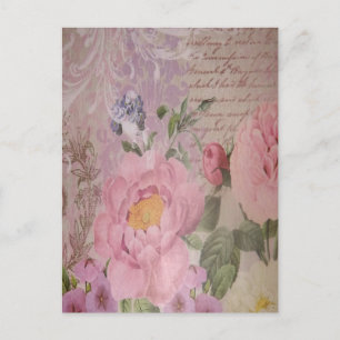 Mooie roze en blauwe rozen en bloemen briefkaart