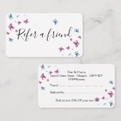 Mooie roze en blauwe vlinderdoorvoerkaart visitekaartje (Voorkant / Achterkant)