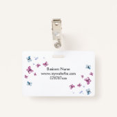 Mooie roze en blauwe vlindernaam badge (Achterkant met clip)