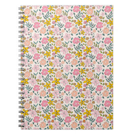 Mooie Roze en Gele Bloemmotief Notitieboek