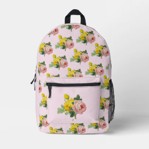 Mooie Roze en Gele Rozen Bloemstuk Bedrukte Rugzak