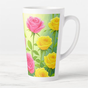 Mooie roze en gele rozen latte Mok / cup