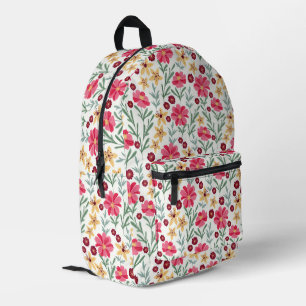 Mooie roze en gele vintage bloemmotief bedrukte rugzak