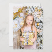 Mooie roze en gouden kerstkaart, foto's toevoegen feestdagenkaart (Voorkant)