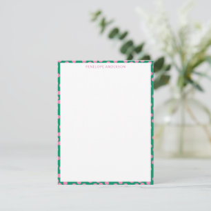 Mooie roze en groene stippen Persoonlijk briefpapi Notitiekaartje