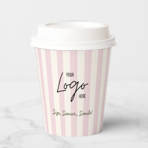 Mooie roze en ivoorkleurige strepen Bakkerij Café Papieren Bekers