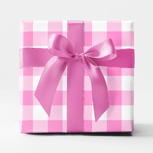 Mooie roze en witte geruite grote patroon cadeaupapier