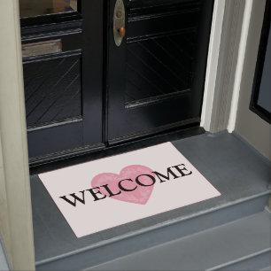 Mooie Roze en Witte Hart Voordeur Deurmat