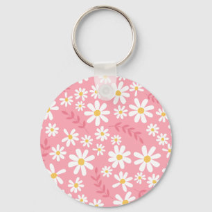Mooie Roze en Witte Madeliefjes Bloemige Naadloos Sleutelhanger