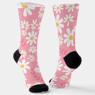 Mooie Roze en Witte Madeliefjes Bloemige Naadloos Sokken