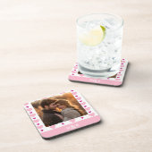 Mooie roze en witte monogram foto bier onderzetter (Rechterzijde)